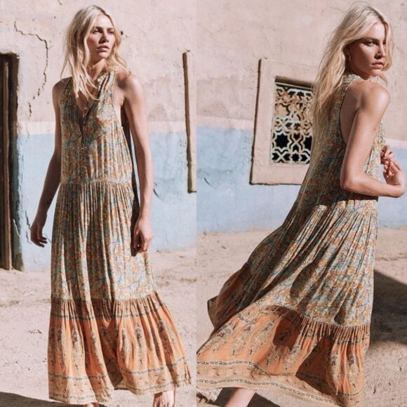 SPELL and The Gypsy Collective Delirium‎ Maxi Dress Gold Size XXS Romantic Boho - Picture 2 of 15